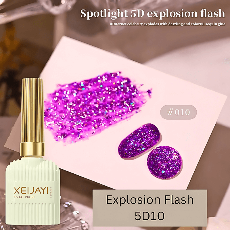 15ML Translucent Flash and Explosive Flash Reflective Glitter Gel Top Coat