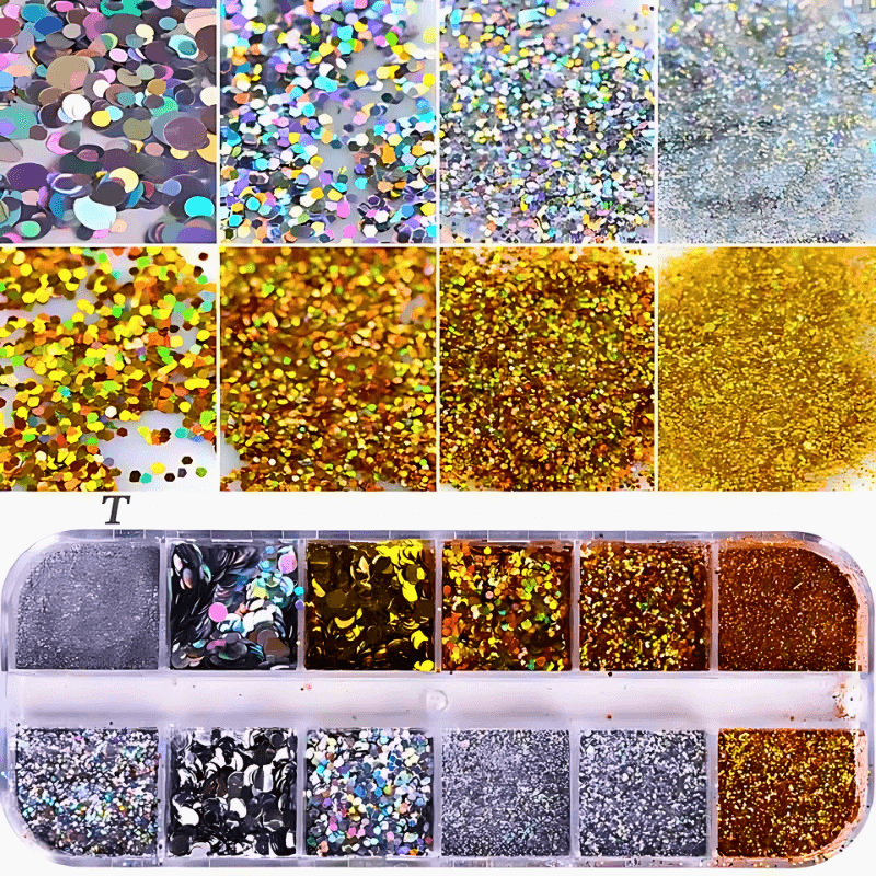 12 Color  Fire Opal Nail Powder and Opal Flakes