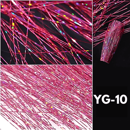 1 Bag 3D Fluorescent Laser Glitter Thread Nail Decals