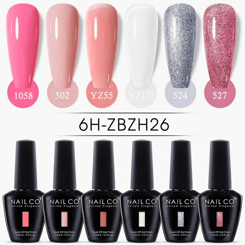 6pcs Ice Transparent Jelly Nail Gel Polish