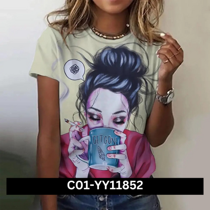 Women's Cartoon Characters Print T-Shirt