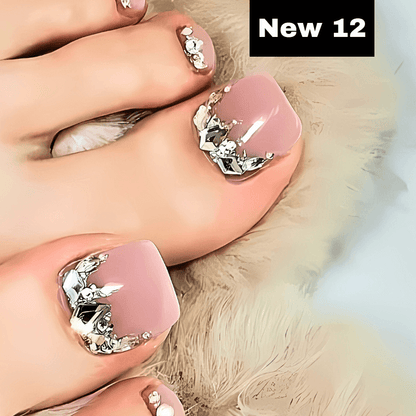 24pcs Summer  Press on False Toe Nails