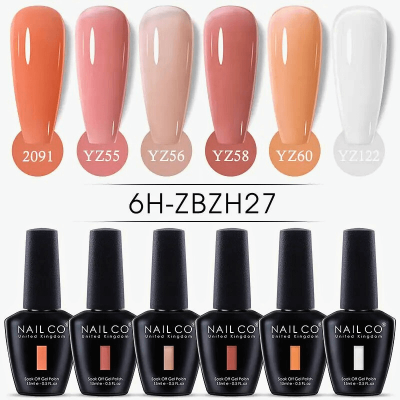 6pcs Ice Transparent Jelly Nail Gel Polish