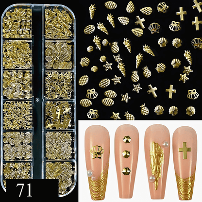 12Grid/box  1/2/3/5mm Flatback Nail Charms