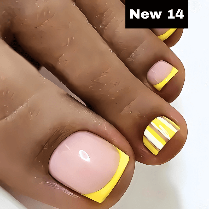 24pcs Summer  Press on False Toe Nails