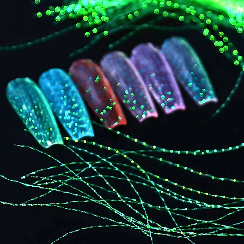 1 Bag 3D Fluorescent Laser Glitter Thread Nail Decals