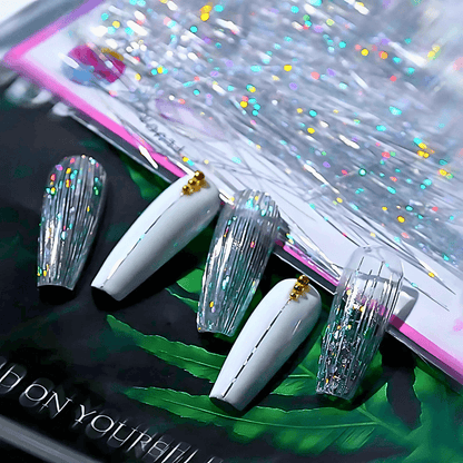 1 Bag 3D Fluorescent Laser Glitter Thread Nail Decals