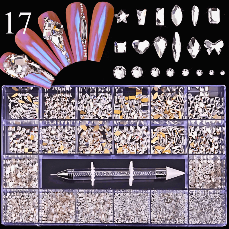 2800pcs Luxury Diamond, Rhinestone, Crystal Nail Art Decorations