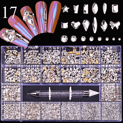 2800pcs Luxury Diamond, Rhinestone, Crystal Nail Art Decorations