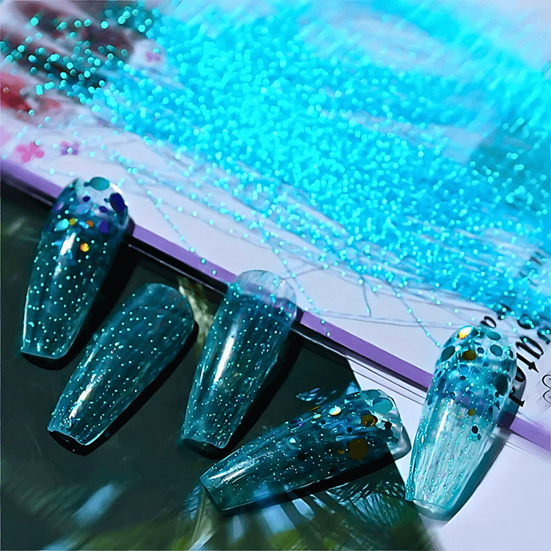 1 Bag 3D Fluorescent Laser Glitter Thread Nail Decals