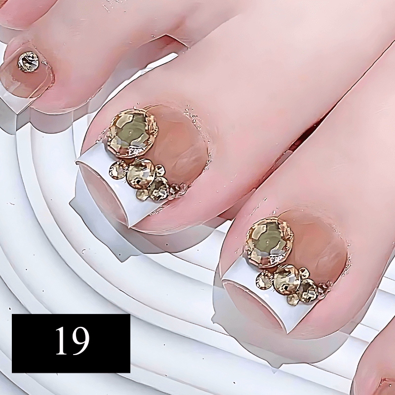 24pcs Summer  Press on False Toe Nails