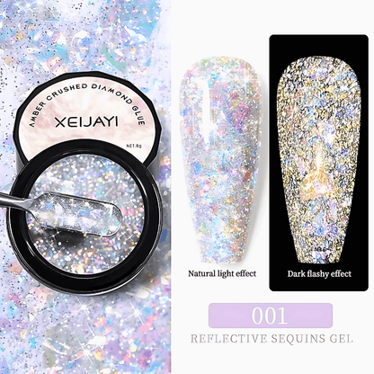 8ml Amber Reflective Sequins Gel Nail Polish Gel