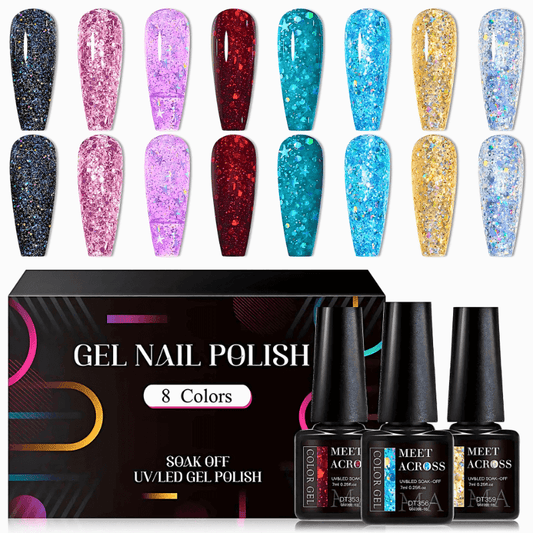 8Pcs/Set Colorful Laser Glitter Gel Nail Polish