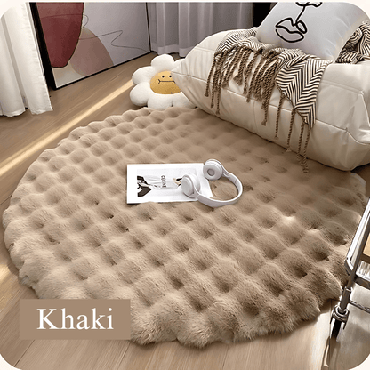 Incredibly Soft  Fluffy Soft  Round  Faux Rabbit Area Rug