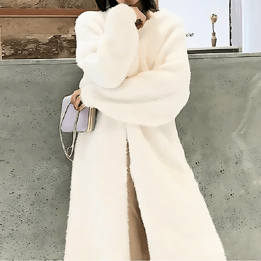 Knitted Fluffy long sleeve Cashmere Long Cardigan