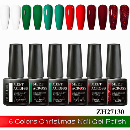 6pcs Christmas Gel Nail Polish Kit