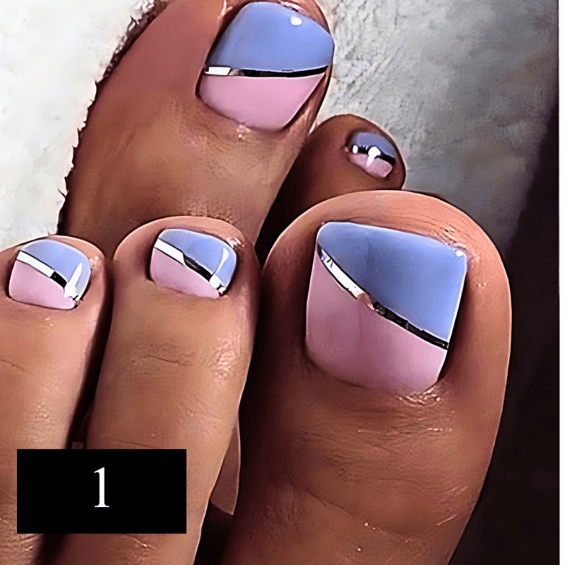 24pcs Summer  Press on False Toe Nails