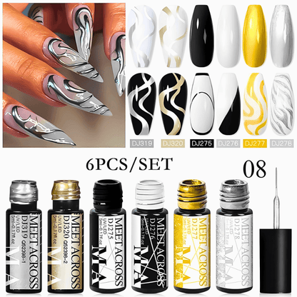 6Pcs/Set Reflective Glitter Line Gel