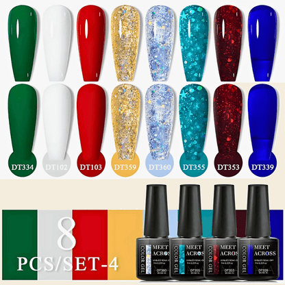 8Pcs Glitter Colorful Gel Nail Polish Set