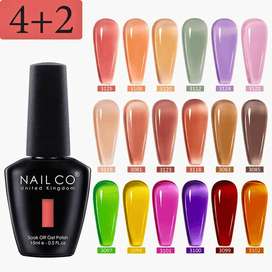 6pcs Ice Transparent Jelly Nail Gel Polish