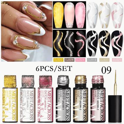 6Pcs/Set Reflective Glitter Line Gel