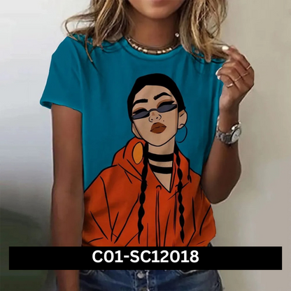 Women's Cartoon Characters Print T-Shirt