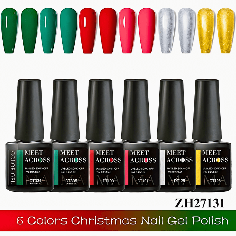 6pcs Christmas Gel Nail Polish Kit