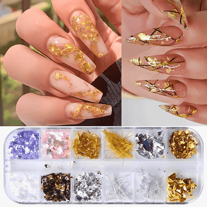 12 Color  Fire Opal Nail Powder and Opal Flakes