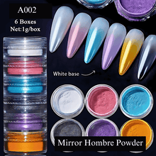 Load image into Gallery viewer, 6 Box sets of Pearl, Mirrored, Metallic, Chameleon or Neon Chrome Nail Powder
