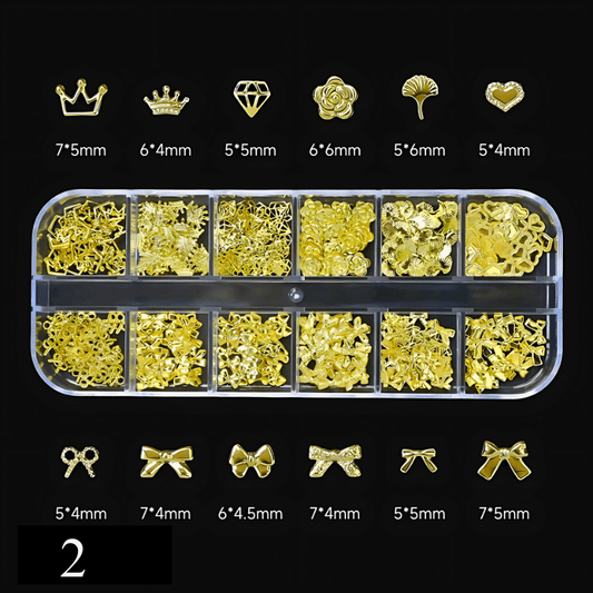 12Grid/box  1/2/3/5mm Flatback Nail Charms