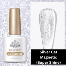 Load image into Gallery viewer, 10ml Omnipotent  Rainbow Silver Holographic 9D Cat Magnetic Gel Nail Polish
