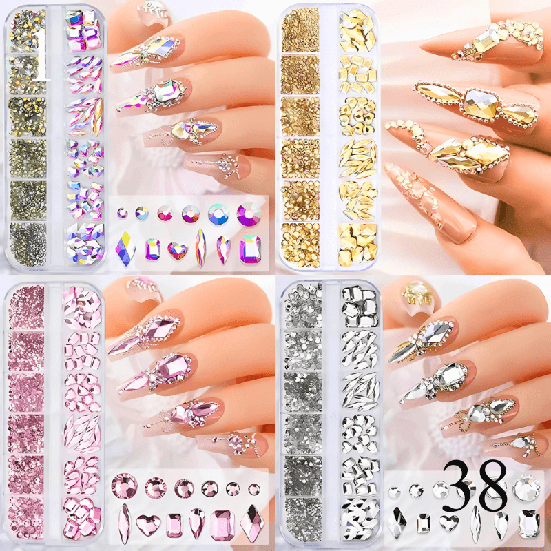 2800pcs Luxury Diamond, Rhinestone, Crystal Nail Art Decorations