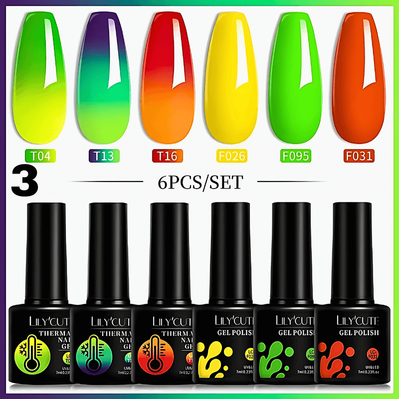 7ML 6PCS Winter Series Color Changing Thermal Gel Nail Polish