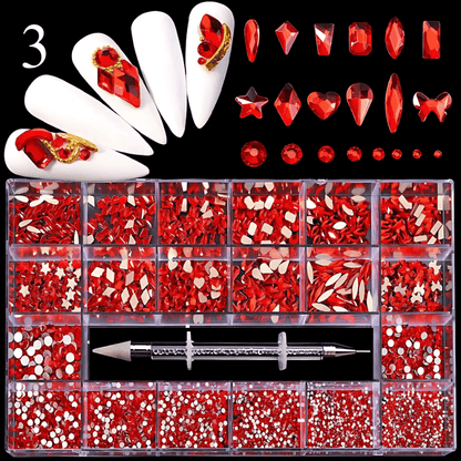 2800pcs Luxury Diamond, Rhinestone, Crystal Nail Art Decorations