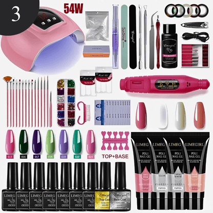 Nail Extension Kit with UV LED Nail Lamp, and Nail Tools