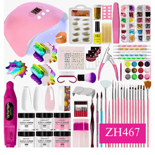 Load image into Gallery viewer, Acrylic Nail Art Kit with UV Nail Dryer, Light Polishing Tools and Electric Nail Drill (zh468)
