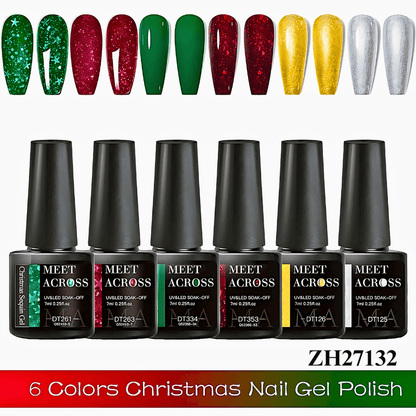 6pcs Christmas Gel Nail Polish Kit