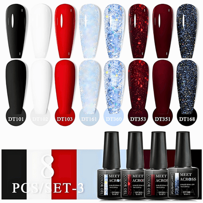 8Pcs Glitter Colorful Gel Nail Polish Set