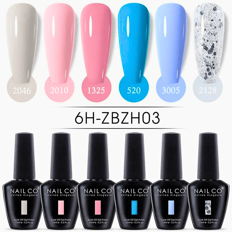 6pcs Ice Transparent Jelly Nail Gel Polish