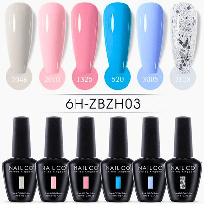 6pcs Ice Transparent Jelly Nail Gel Polish