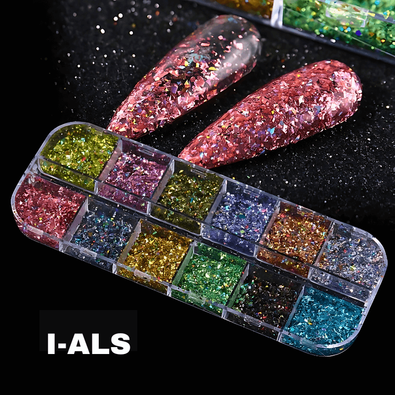 Nail Glitter - Nail Sequins 12 Grid Combo Palettes