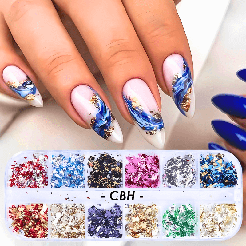 12 Color  Fire Opal Nail Powder and Opal Flakes