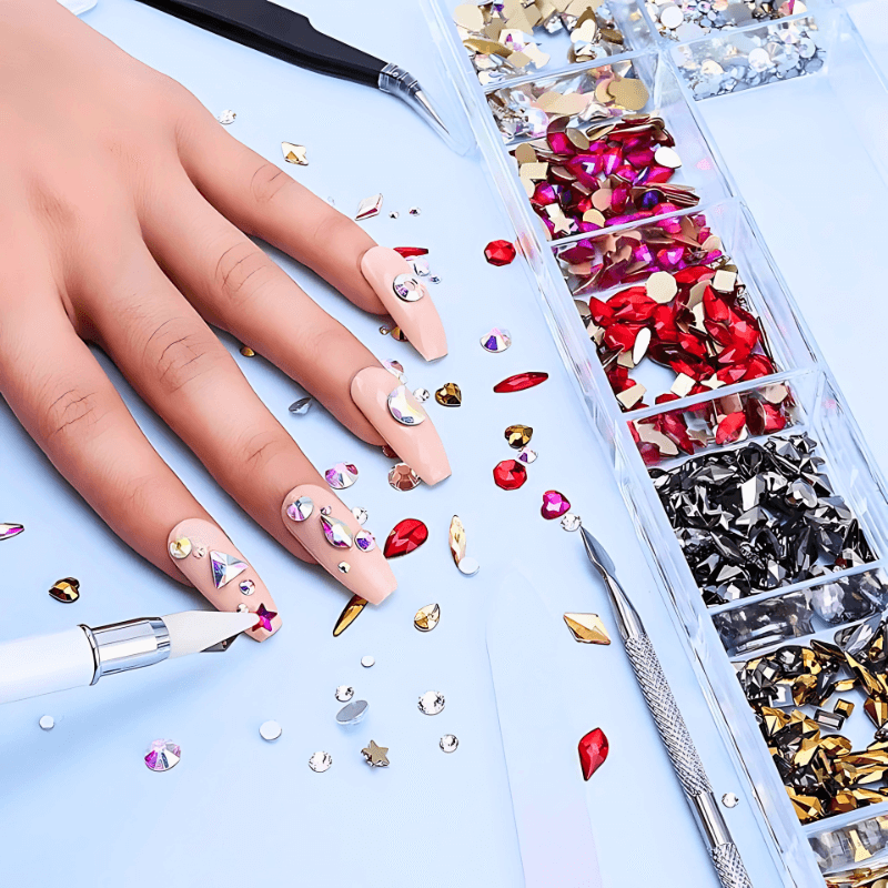 2800pcs Luxury Diamond, Rhinestone, Crystal Nail Art Decorations