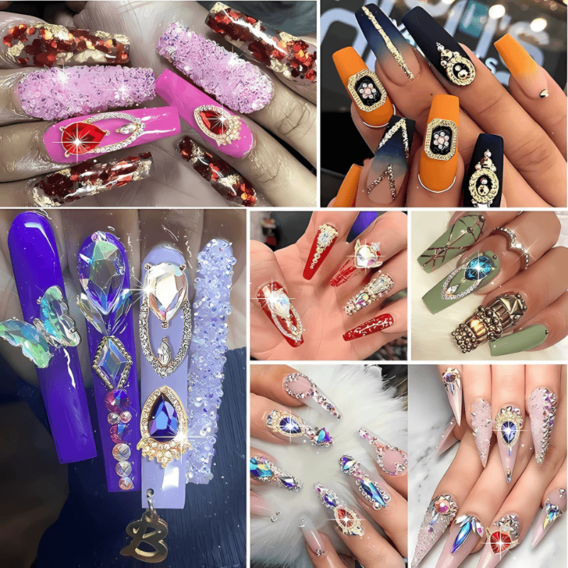 2800pcs Luxury Diamond, Rhinestone, Crystal Nail Art Decorations