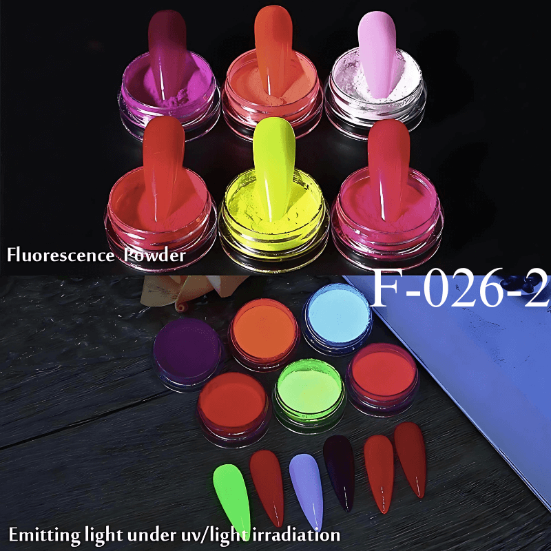 6pcs Glow In The Dark Luminous Nail Powder