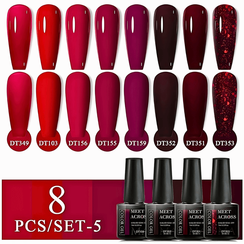 8Pcs Glitter Colorful Gel Nail Polish Set