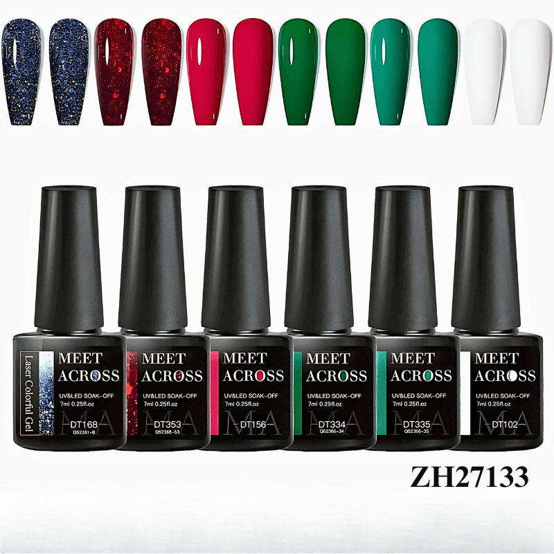 6pcs Colorful Sparkle Gel Nail Polish Kit