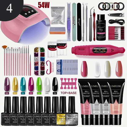 Nail Extension Kit with UV LED Nail Lamp, and Nail Tools