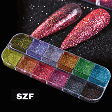 Load image into Gallery viewer, Nail Glitter - Nail Sequins 12 Grid Combo Palettes
