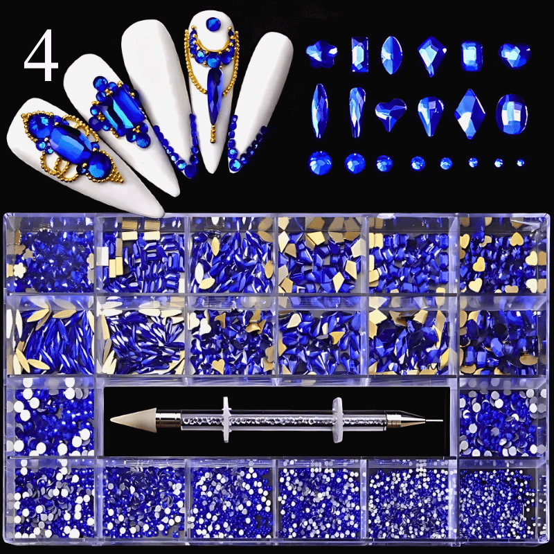 2800pcs Luxury Diamond, Rhinestone, Crystal Nail Art Decorations